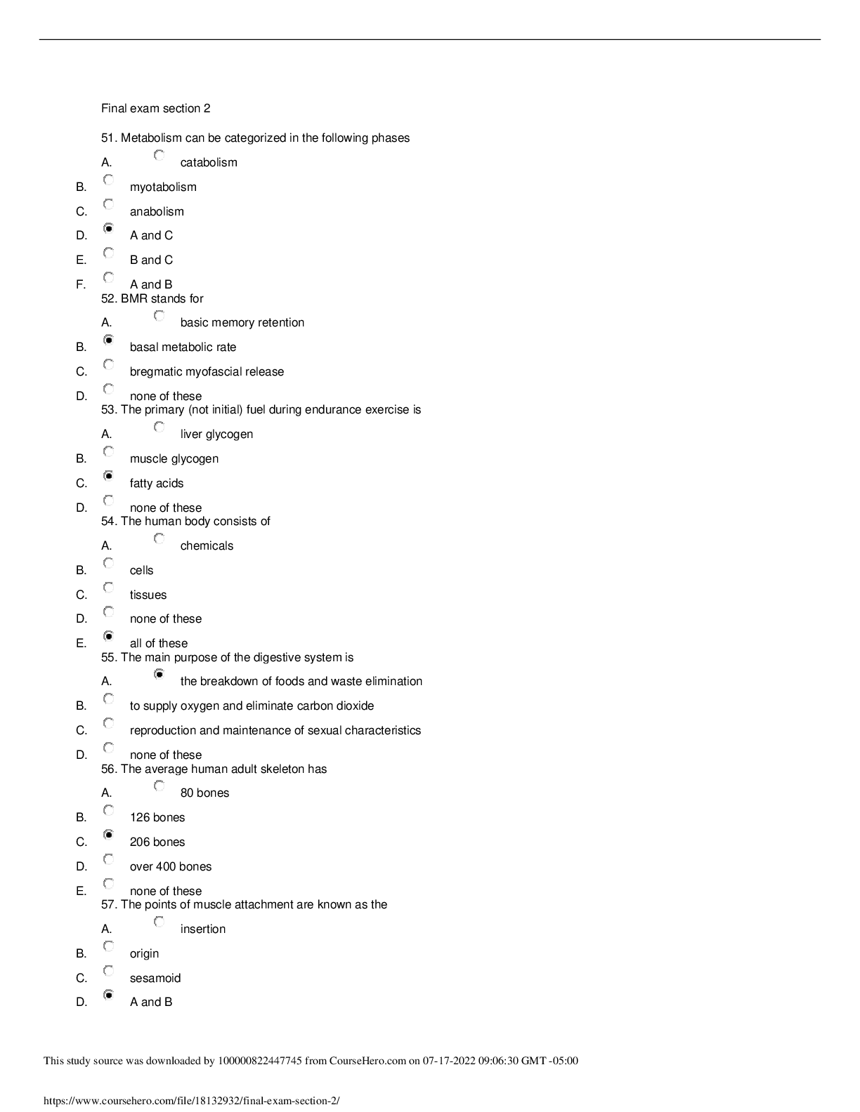 Preview image for Personal Trainer Cert Final exam section